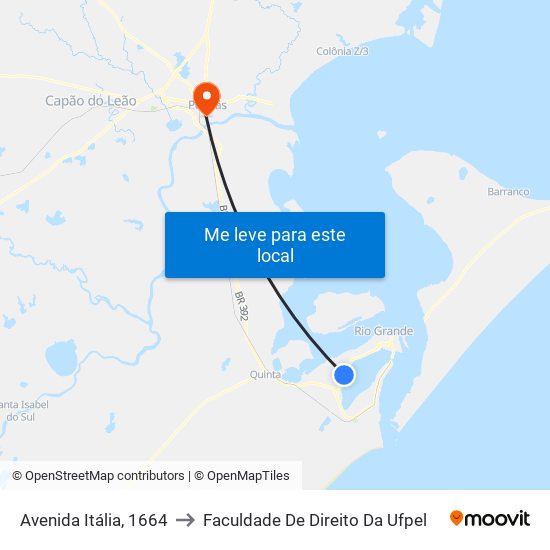 Avenida Itália, 1664 to Faculdade De Direito Da Ufpel map