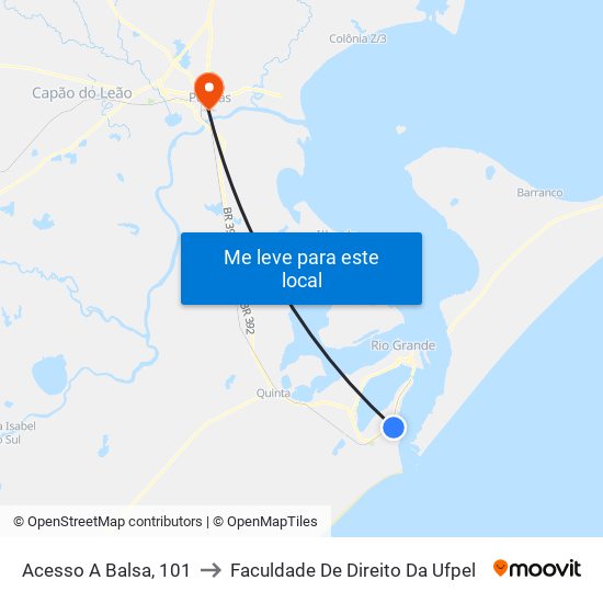 Acesso A Balsa, 101 to Faculdade De Direito Da Ufpel map