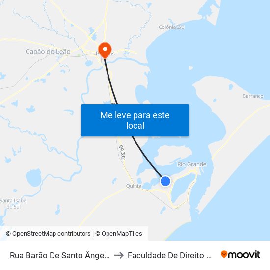 Rua Barão De Santo Ângelo, 1217 to Faculdade De Direito Da Ufpel map