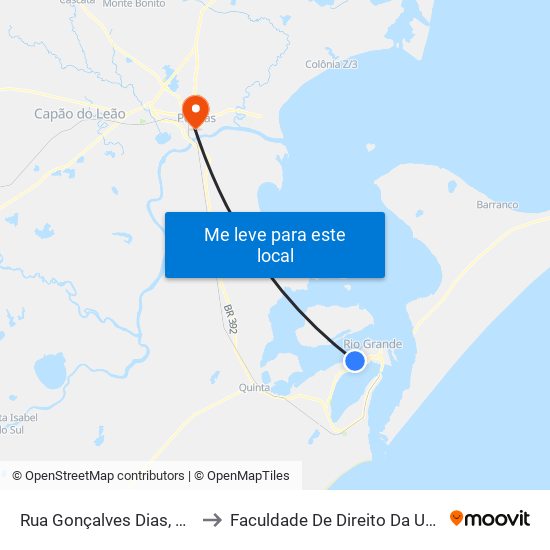 Rua Gonçalves Dias, 502 to Faculdade De Direito Da Ufpel map