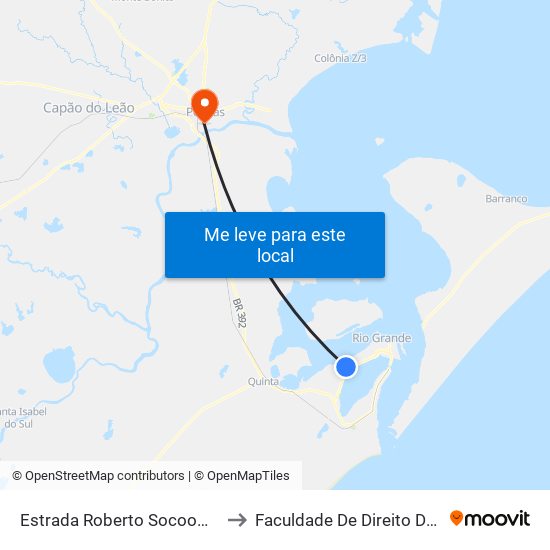 Estrada Roberto Socoowski, 45 to Faculdade De Direito Da Ufpel map