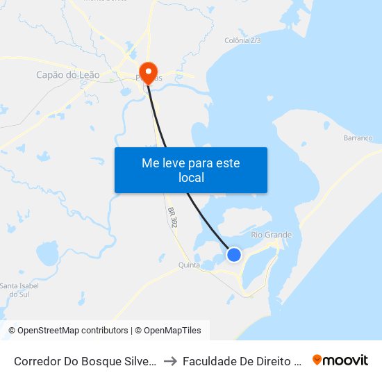 Corredor Do Bosque Silveira, 1057 to Faculdade De Direito Da Ufpel map