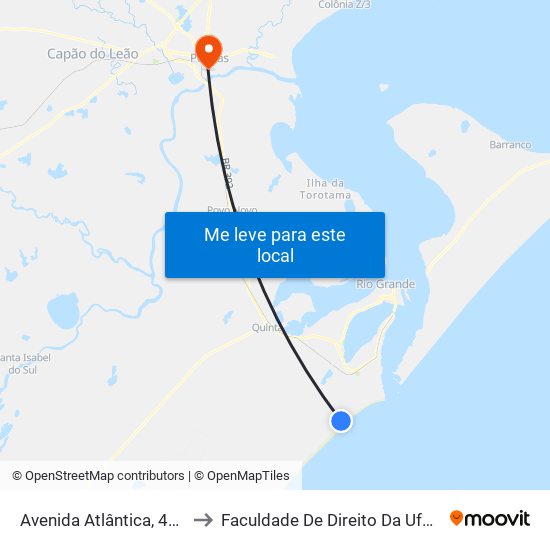 Avenida Atlântica, 446 to Faculdade De Direito Da Ufpel map