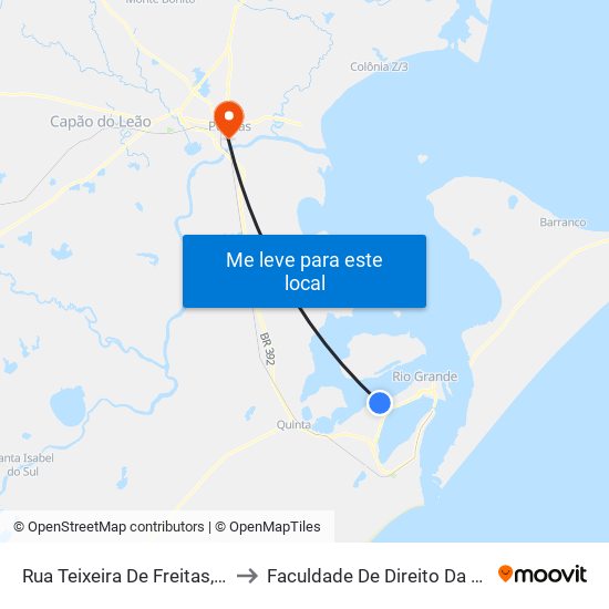 Rua Teixeira De Freitas, 299 to Faculdade De Direito Da Ufpel map