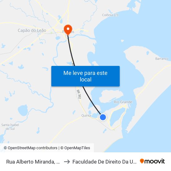 Rua Alberto Miranda, 259 to Faculdade De Direito Da Ufpel map
