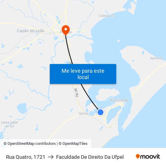 Rua Quatro, 1721 to Faculdade De Direito Da Ufpel map