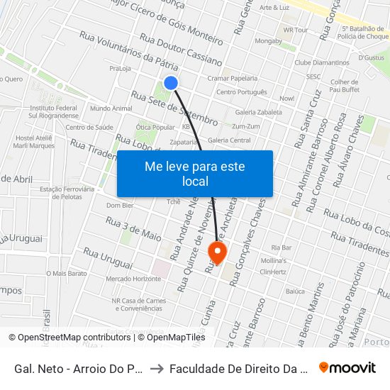 Gal. Neto - Arroio Do Padre to Faculdade De Direito Da Ufpel map