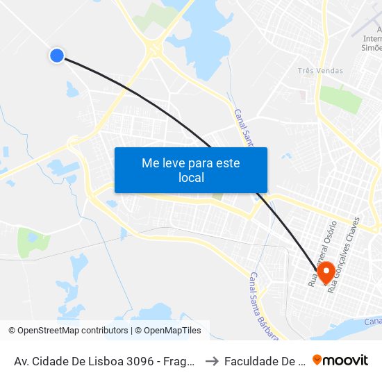 Av. Cidade De Lisboa 3096 - Fragata Pelotas - Rs 96050-510 Brasil to Faculdade De Direito Da Ufpel map