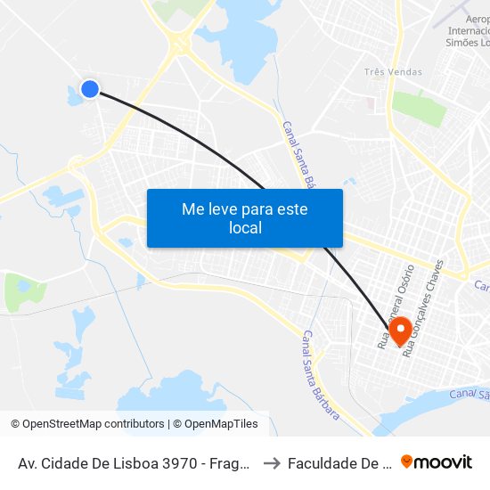 Av. Cidade De Lisboa 3970 - Fragata Pelotas - Rs 96050-510 Brasil to Faculdade De Direito Da Ufpel map