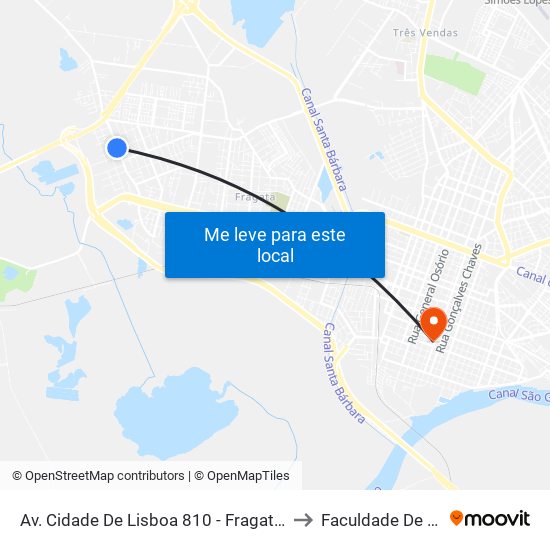 Av. Cidade De Lisboa 810 - Fragata Pelotas - Rs 96050-510 Brasil to Faculdade De Direito Da Ufpel map