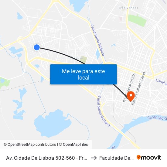 Av. Cidade De Lisboa 502-560 - Fragata Pelotas - Rs 96050-510 Brasil to Faculdade De Direito Da Ufpel map