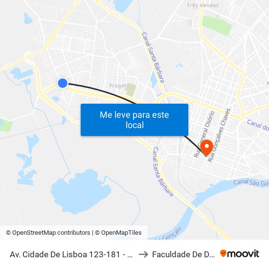 Av. Cidade De Lisboa 123-181 - Fragata Pelotas - Rs Brasil to Faculdade De Direito Da Ufpel map