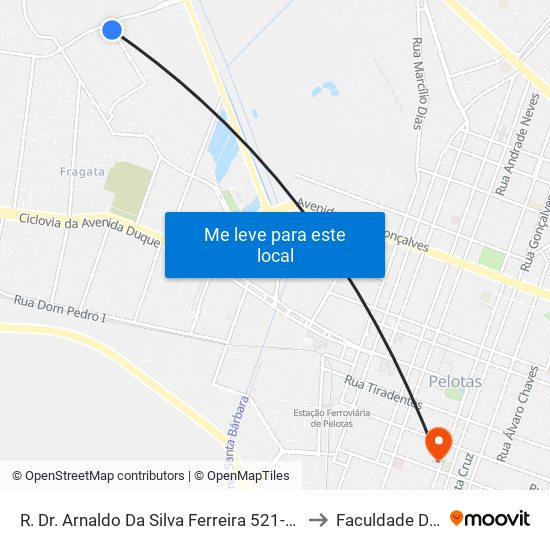 R. Dr. Arnaldo Da Silva Ferreira 521-561 - Fragata Pelotas - Rs 96040-050 Brasil to Faculdade De Direito Da Ufpel map