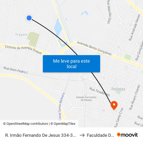 R. Irmão Fernando De Jesus 334-360 - Fragata Pelotas - Rs 96040-110 Brasil to Faculdade De Direito Da Ufpel map