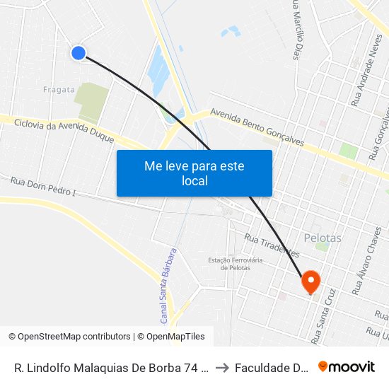 R. Lindolfo Malaquias De Borba 74 - Fragata Pelotas - Rs 96040-130 Brasil to Faculdade De Direito Da Ufpel map