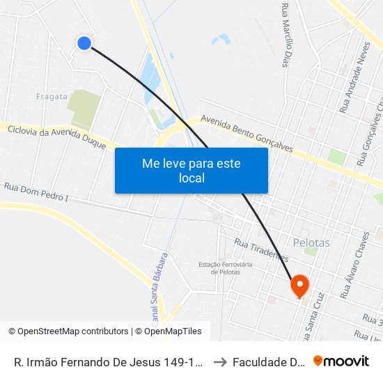 R. Irmão Fernando De Jesus 149-183 - Fragata Pelotas - Rs 96040-110 Brasil to Faculdade De Direito Da Ufpel map