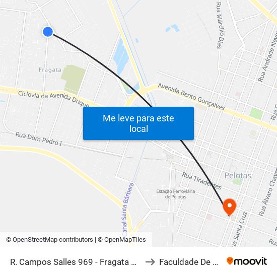 R. Campos Salles 969 - Fragata Pelotas - Rs 96040-620 Brasil to Faculdade De Direito Da Ufpel map