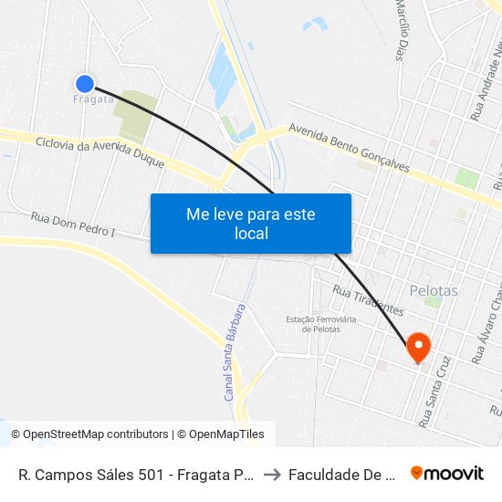 R. Campos Sáles 501 - Fragata Pelotas - Rs 96040-620 Brasil to Faculdade De Direito Da Ufpel map