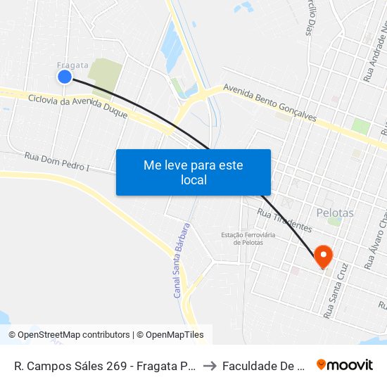 R. Campos Sáles 269 - Fragata Pelotas - Rs 96040-620 Brasil to Faculdade De Direito Da Ufpel map