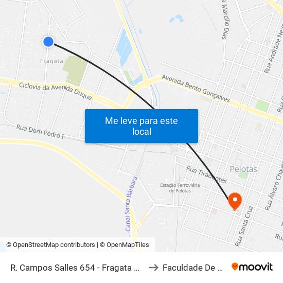 R. Campos Salles 654 - Fragata Pelotas - Rs 96040-620 Brasil to Faculdade De Direito Da Ufpel map