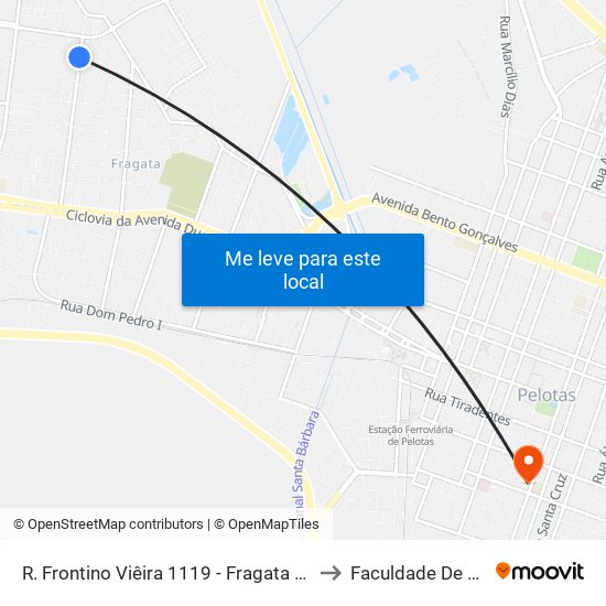 R. Frontino Viêira 1119 - Fragata Pelotas - Rs 96040-700 Brasil to Faculdade De Direito Da Ufpel map