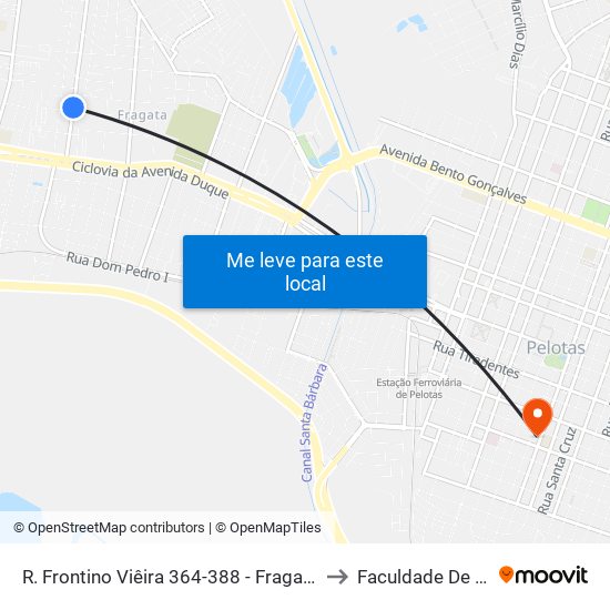 R. Frontino Viêira 364-388 - Fragata Pelotas - Rs 96040-700 Brasil to Faculdade De Direito Da Ufpel map