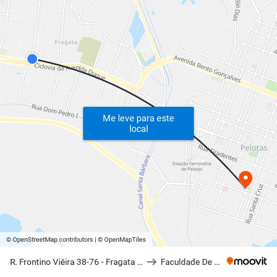 R. Frontino Viêira 38-76 - Fragata Pelotas - Rs 96040-700 Brasil to Faculdade De Direito Da Ufpel map