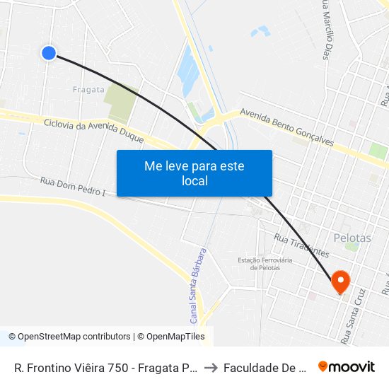 R. Frontino Viêira 750 - Fragata Pelotas - Rs 96040-700 Brasil to Faculdade De Direito Da Ufpel map