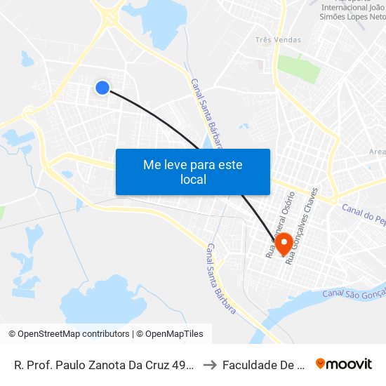 R. Prof. Paulo Zanota Da Cruz 498 - Fragata Pelotas - Rs Brasil to Faculdade De Direito Da Ufpel map