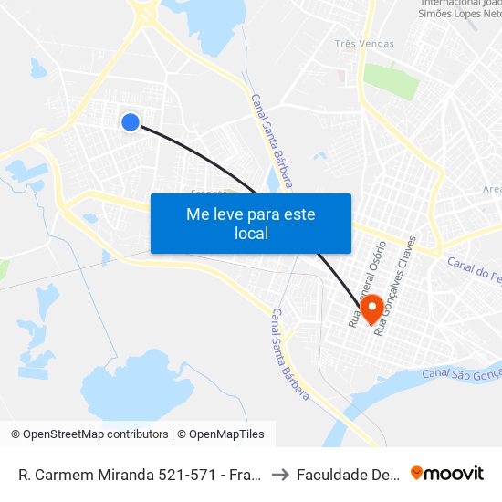 R. Carmem Miranda 521-571 - Fragata Pelotas - Rs 96050-070 Brasil to Faculdade De Direito Da Ufpel map
