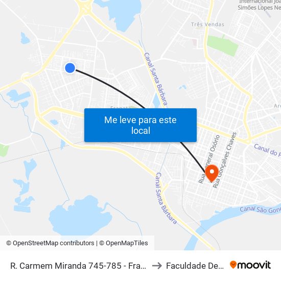 R. Carmem Miranda 745-785 - Fragata Pelotas - Rs 96050-070 Brasil to Faculdade De Direito Da Ufpel map