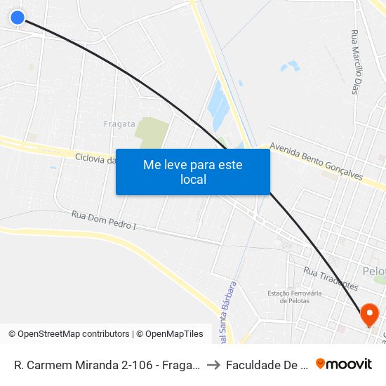 R. Carmem Miranda 2-106 - Fragata Pelotas - Rs 96050-070 Brasil to Faculdade De Direito Da Ufpel map