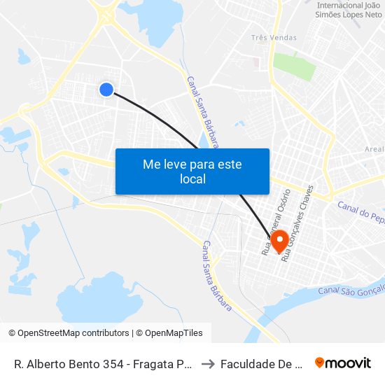 R. Alberto Bento 354 - Fragata Pelotas - Rs 96050-040 Brasil to Faculdade De Direito Da Ufpel map