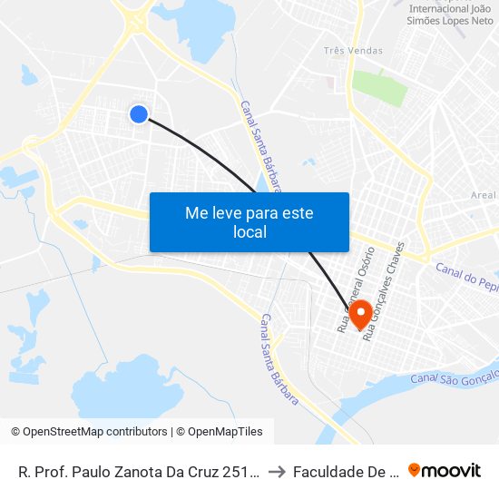 R. Prof. Paulo Zanota Da Cruz 251-271 - Fragata Pelotas - Rs Brasil to Faculdade De Direito Da Ufpel map