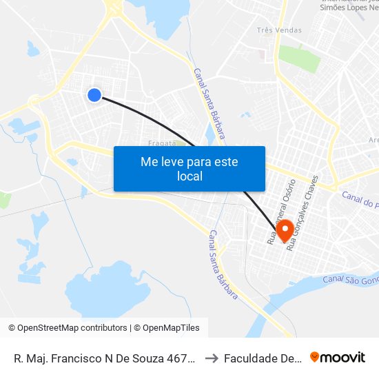 R. Maj. Francisco N De Souza 4676-4678 - Fragata Pelotas - Rs Brasil to Faculdade De Direito Da Ufpel map