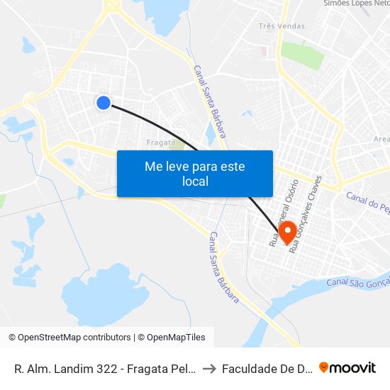 R. Alm. Landim 322 - Fragata Pelotas - Rs 96045-460 Brasil to Faculdade De Direito Da Ufpel map