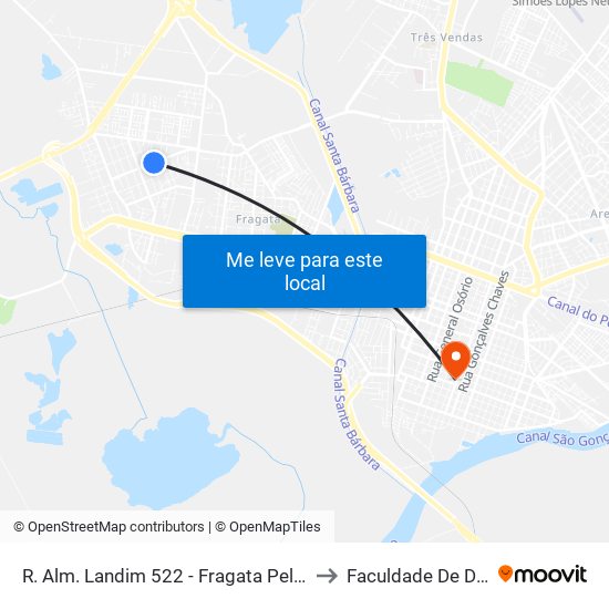 R. Alm. Landim 522 - Fragata Pelotas - Rs 96045-460 Brasil to Faculdade De Direito Da Ufpel map