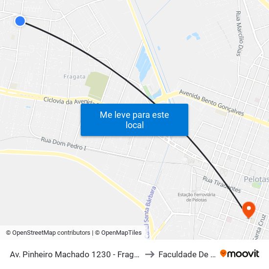 Av. Pinheiro Machado 1230 - Fragata Pelotas - Rs 96040-500 Brasil to Faculdade De Direito Da Ufpel map