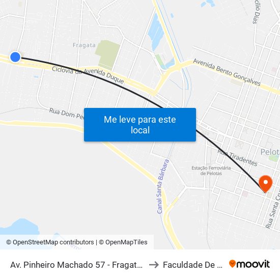 Av. Pinheiro Machado 57 - Fragata Pelotas - Rs 96040-500 Brasil to Faculdade De Direito Da Ufpel map
