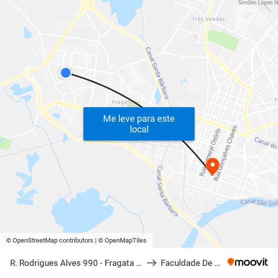 R. Rodrigues Alves 990 - Fragata Pelotas - Rs 96045-640 Brasil to Faculdade De Direito Da Ufpel map