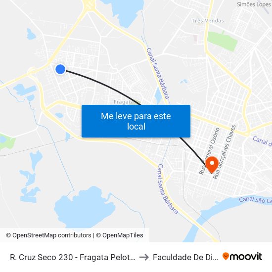 R. Cruz Seco 230 - Fragata Pelotas - Rs 96045-480 Brasil to Faculdade De Direito Da Ufpel map