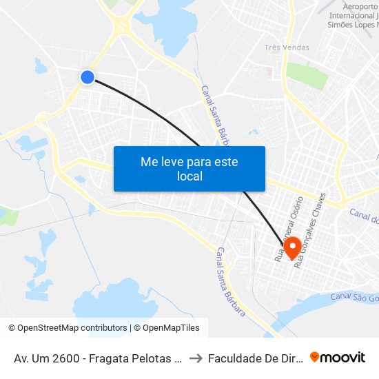 Av. Um 2600 - Fragata Pelotas - Rs 96050-460 Brasil to Faculdade De Direito Da Ufpel map