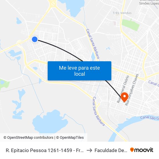 R. Epitacio Pessoa 1261-1459 - Fragata Pelotas - Rs 96045-550 Brasil to Faculdade De Direito Da Ufpel map