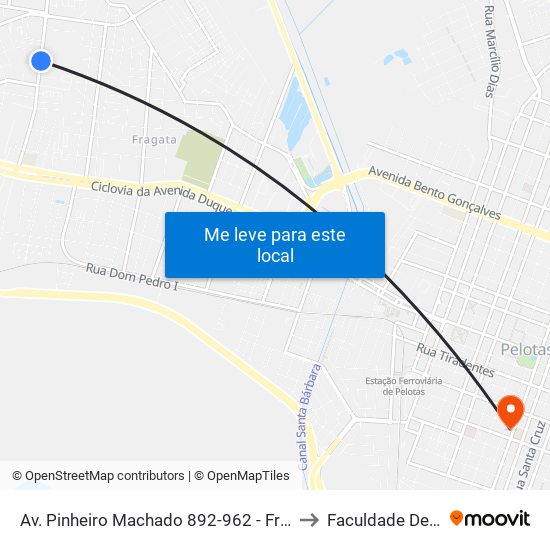 Av. Pinheiro Machado 892-962 - Fragata Pelotas - Rs 96040-500 Brasil to Faculdade De Direito Da Ufpel map