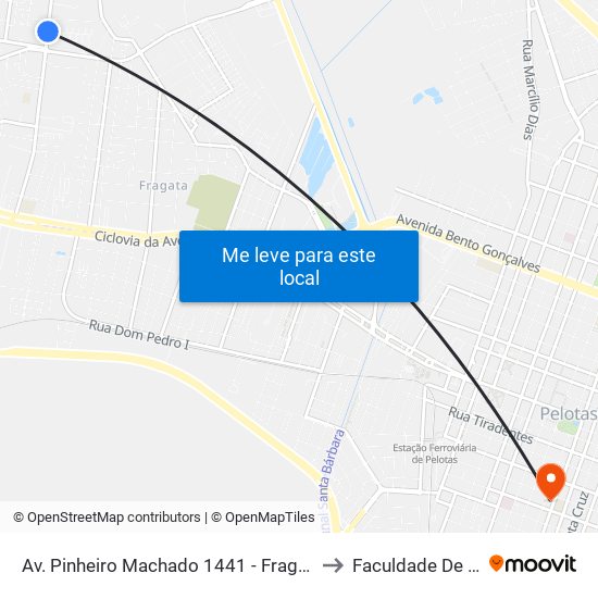 Av. Pinheiro Machado 1441 - Fragata Pelotas - Rs 96040-500 Brasil to Faculdade De Direito Da Ufpel map