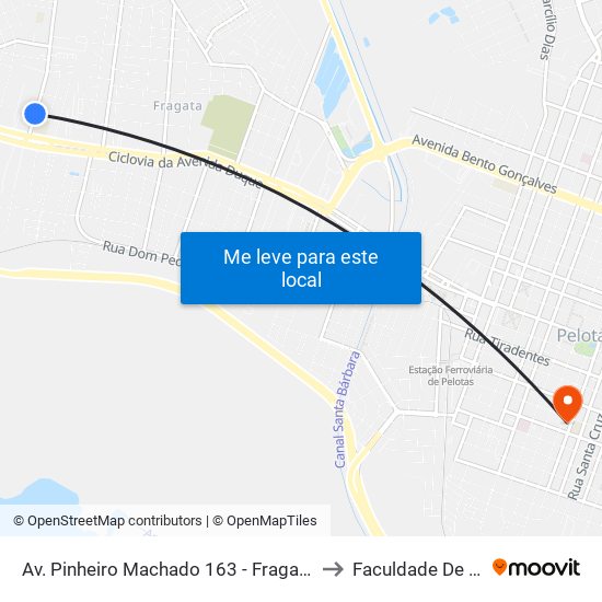 Av. Pinheiro Machado 163 - Fragata Pelotas - Rs 96040-500 Brasil to Faculdade De Direito Da Ufpel map