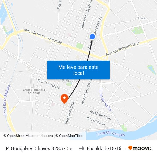 R. Gonçalves Chaves 3285 - Centro Pelotas - Rs Brasil to Faculdade De Direito Da Ufpel map