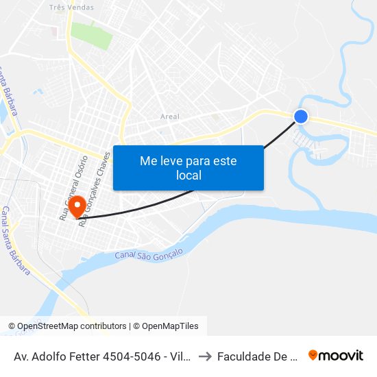 Av. Adolfo Fetter 4504-5046 - Vila Da Palha Pelotas - Rs Brasil to Faculdade De Direito Da Ufpel map