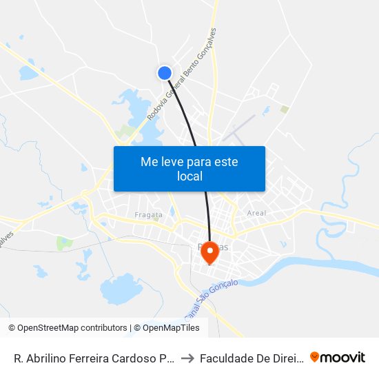 R. Abrilino Ferreira Cardoso Pelotas - Rs Brasil to Faculdade De Direito Da Ufpel map