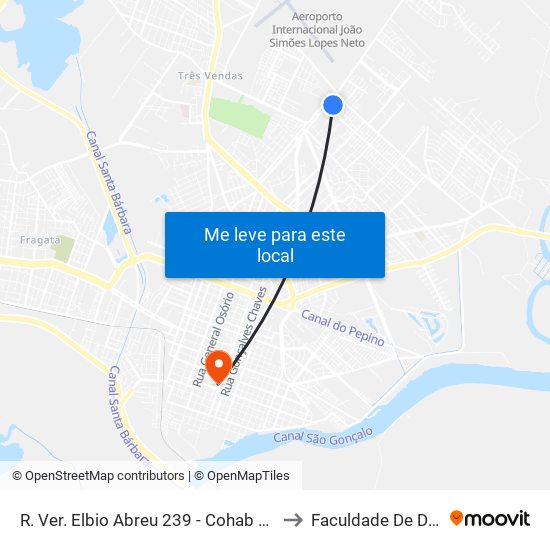 R. Ver. Elbio Abreu 239 - Cohab Tablada Pelotas - Rs Brasil to Faculdade De Direito Da Ufpel map